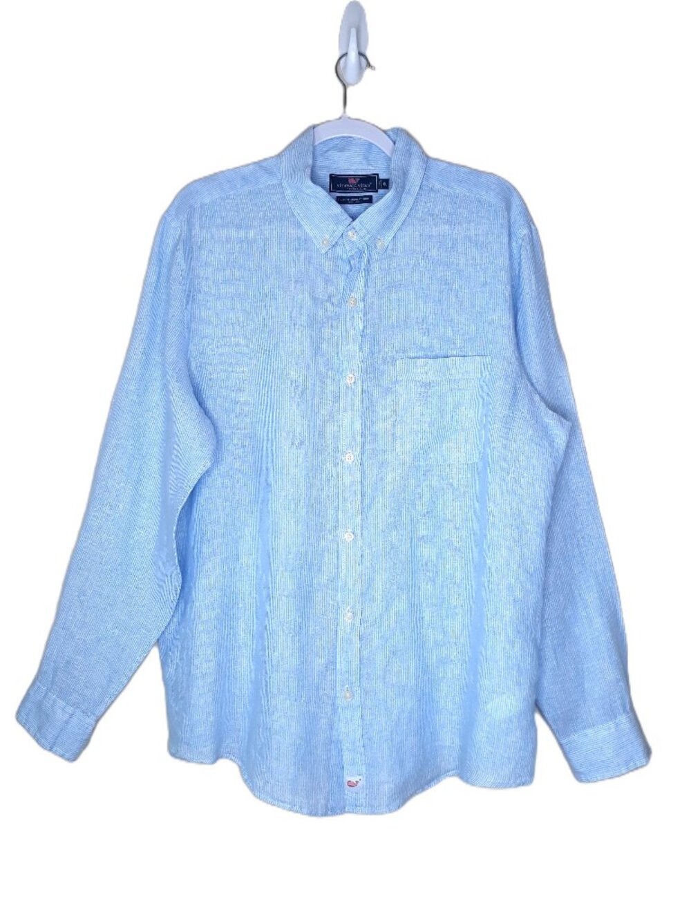 Vineyard Vines Linen Slim Fit Murray Button Down Shirt XL Blue Pinstripe